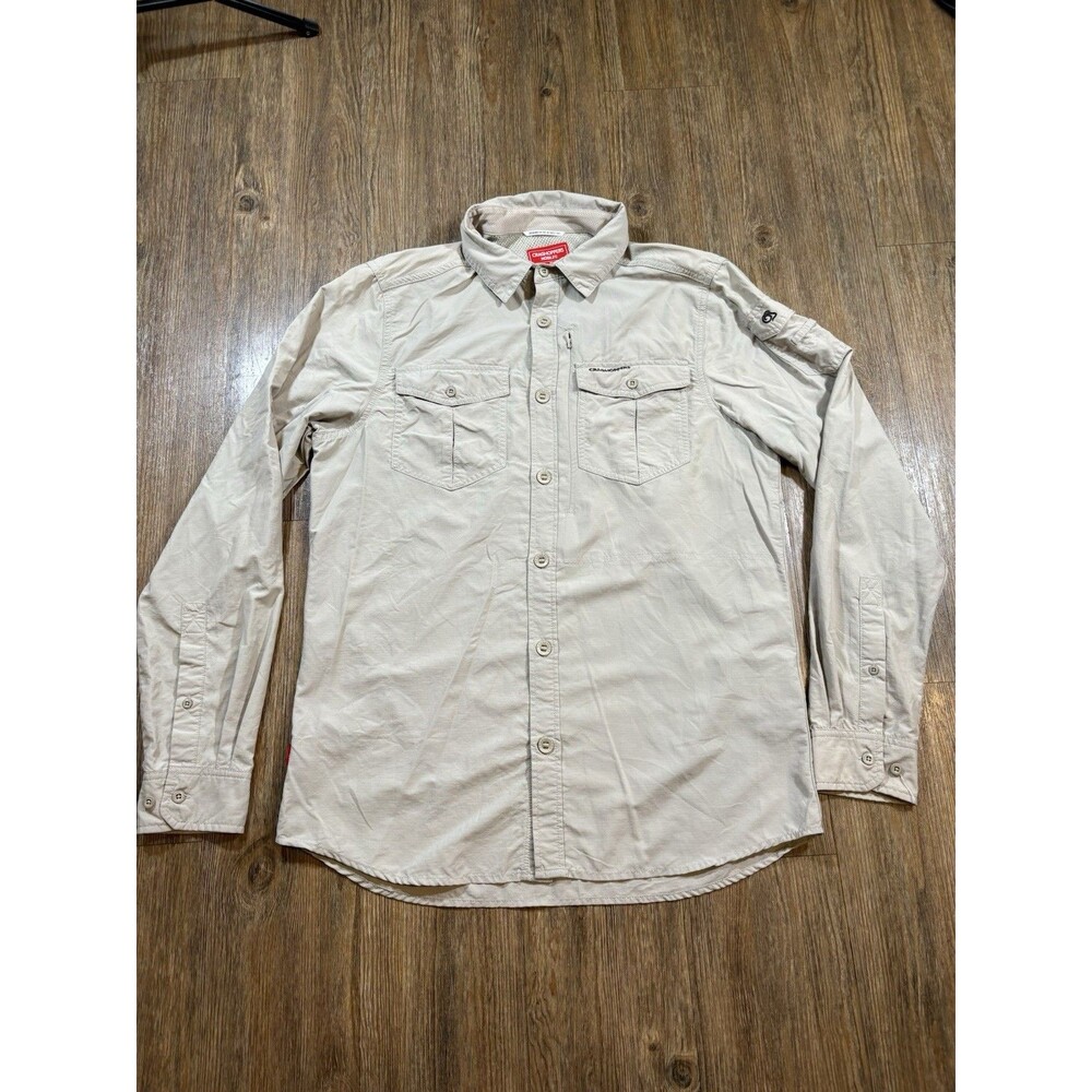 Craghoppers NosiLife Shirt Men's S Beige Long Sleeve Button Up Outdoor Hiking